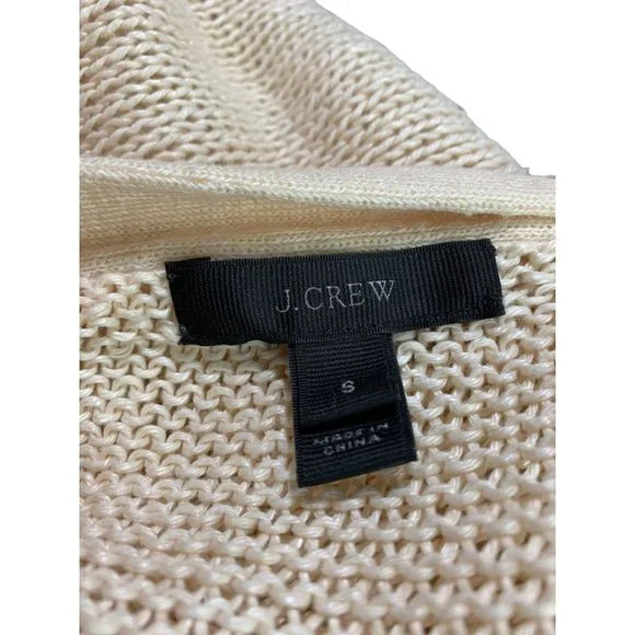 Small J.Crew Women's Loose Knit Linen Sweater Lace Up Neckline Ivory - Picture 7 of 8